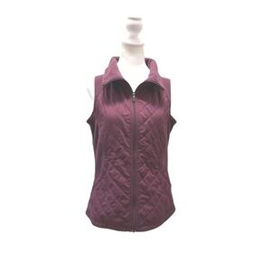 Columbia Womens Quilted Fleece Panel Full Zip Vest Plum Purple Small RN69724